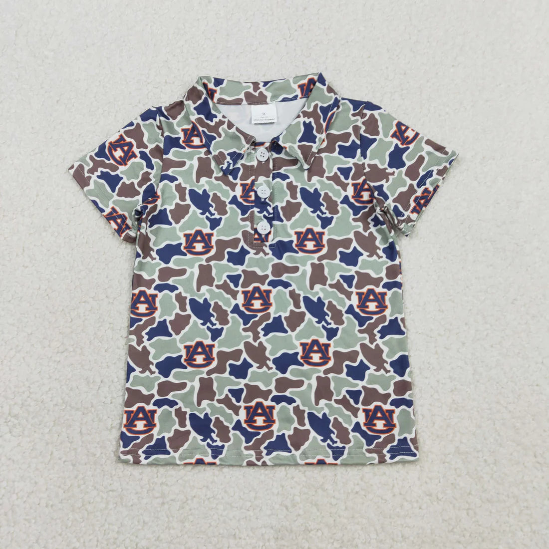 Sibling Baby Boys Kids Short Sleeves Camo Print Team Buttons Shirts Tops RTS