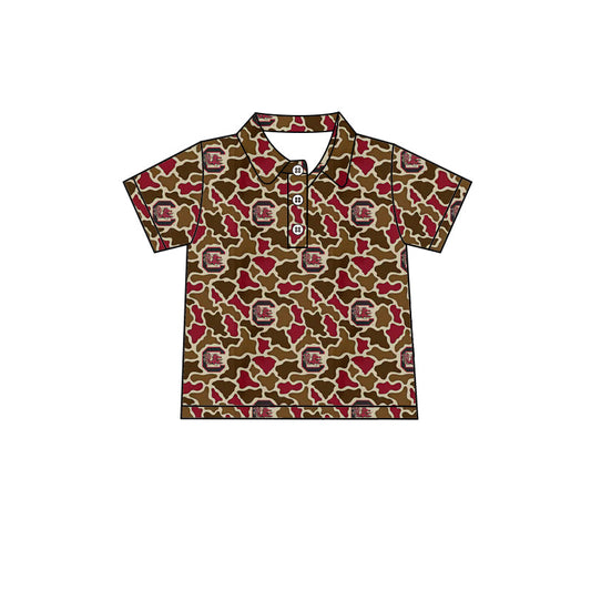 ( Moq 5 ) Preorder Baby Boys Kids Short Sleeves Camo Print Team Buttons Shirt Tops