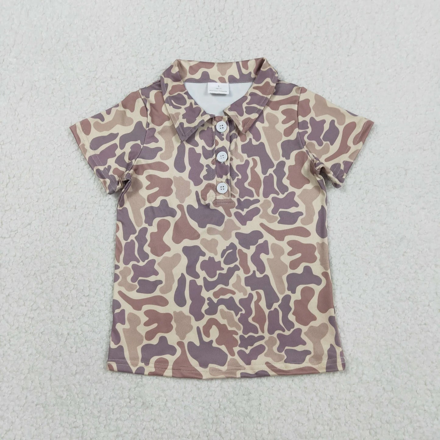 Sibling Baby Boys Kids Short Sleeves Buttons Shirts Cardigan Tops Camo Print Clothes RTS