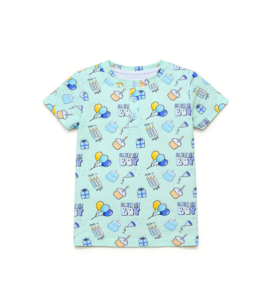 ( Moq 5 ) Preorder Baby Boys Kids Short Sleeves Birthday Boy Cakes Green Shirt Tops