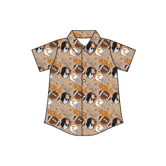 ( Moq 5 ) Preorder Baby Boys Kids Short Sleeves Dogs Football Team Buttons Shirt Tops