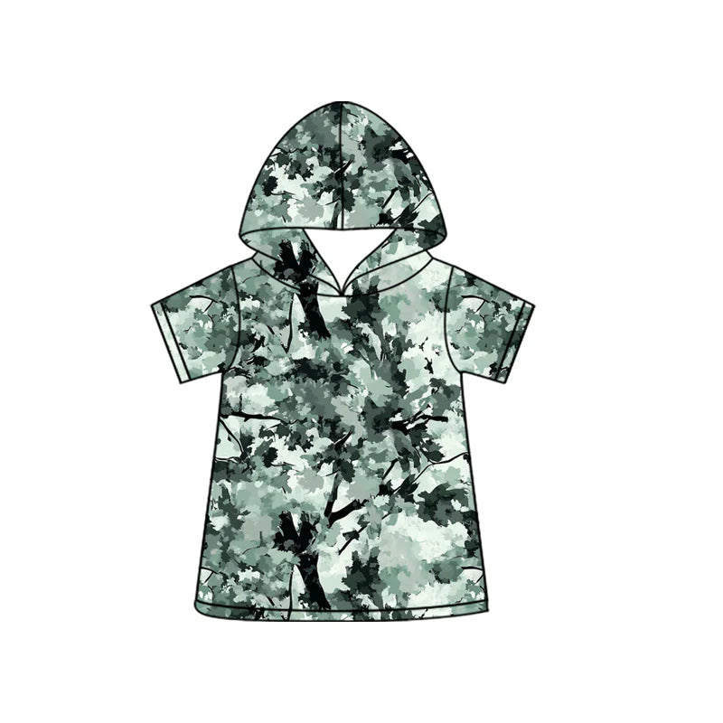 ( Moq 5 ) Preorder Baby Boys Toddler Short Sleeves Camo Hoodie Pullover Green Shirt