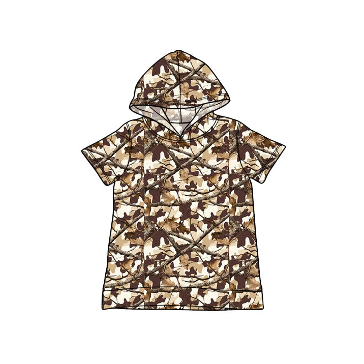 ( Moq 5 ) Preorder Baby Boys Kids Short Sleeves Leaves Hoodie Shirt Camo Clothes