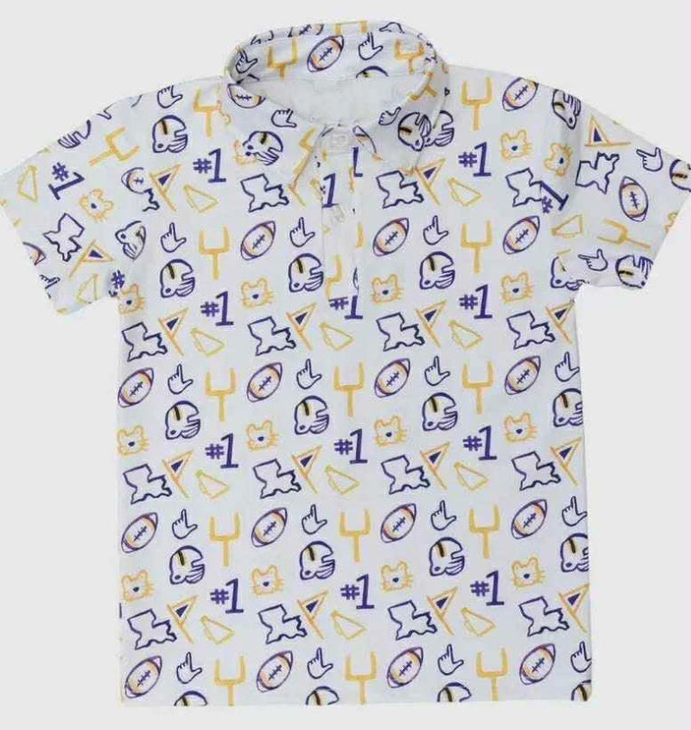 ( Moq 5 ) Preorder Adult Men Short Sleeves Football Buttons Pullover Tigers Shirt Team Tops