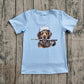( No moq ) Preorder Baby Boys Kids Short Sleeves Dog Fishing Blue Shirt Tops