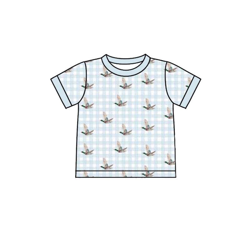( Moq 5 ) Preorder Baby Boys Kids Short Sleeves Ducks Plaid Tee Shirt Tops