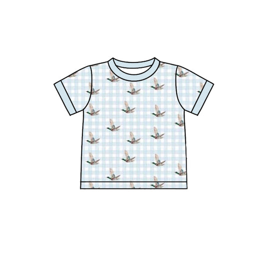 ( Moq 5 ) Preorder Baby Boys Kids Short Sleeves Ducks Plaid Tee Shirt Tops
