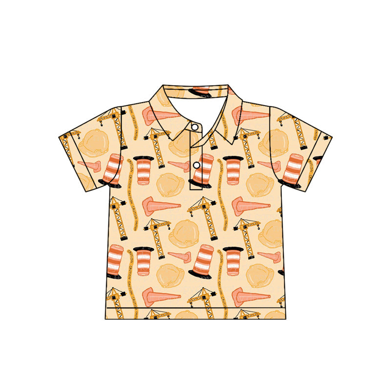 ( Moq 5 ) Preorder Baby Boys Toddler Short Sleeves Polo Shirt Construction Clothes