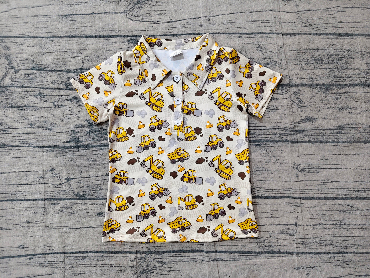 Baby Boys Toddler Short Sleeves Excavator Polo Shirt Tops RTS