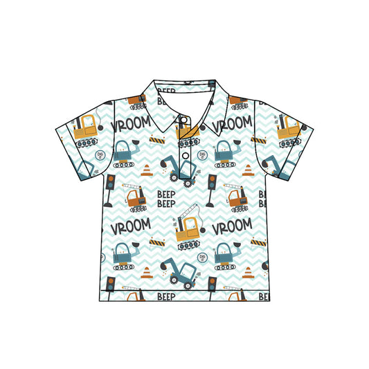 ( Moq 5 ) Preorder Baby Boys Toddler Short Sleeves Construction Polo Shirt Tops