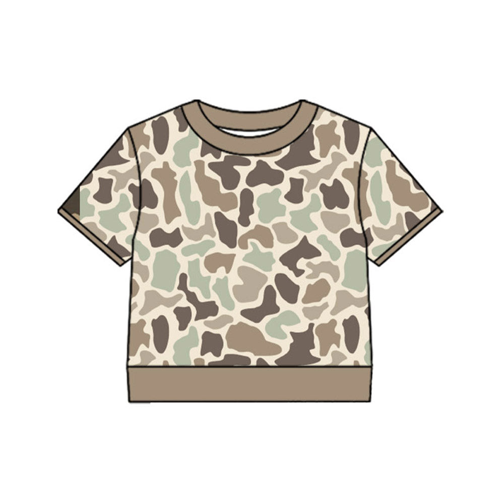 ( Moq 5 ) Preorder Baby Boys Short Sleeves Camo Pullover Shirt Kids Khaki Tops Clothes