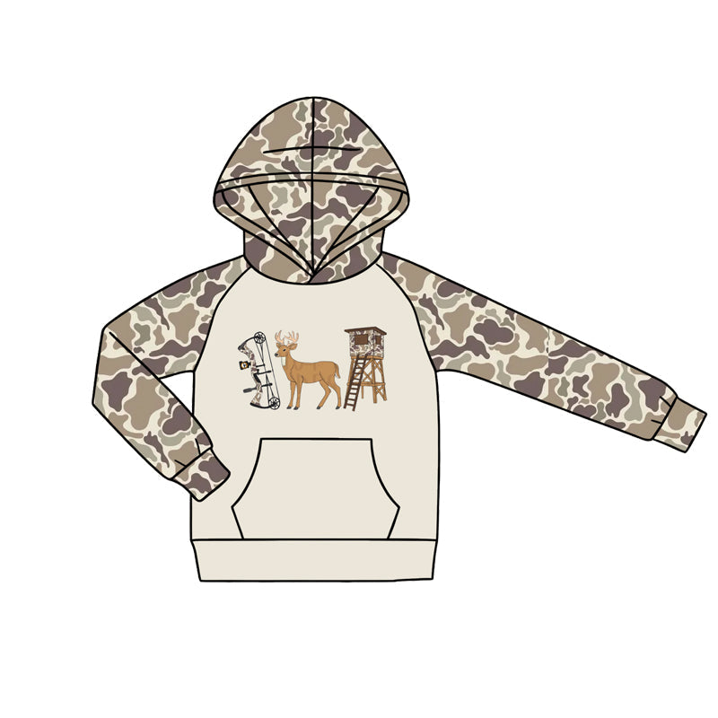 ( Moq 5 ) Preorder Baby Boys Kids Camo Hoodie Deer Pocket Pullover Shirt Hunting Clothes