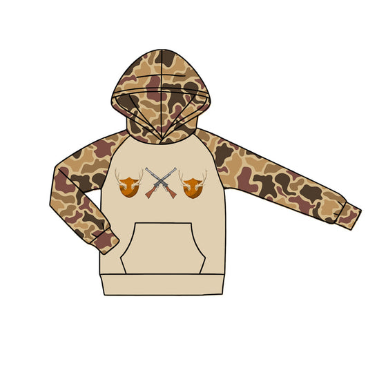 ( Moq 5 ) Preorder Baby Boys Kids Deer Pocket Camo Hoodie Pullover Shirt Hunting Clothes