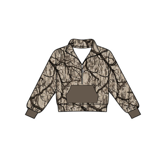 ( Moq 5 ) Preorder Baby Boys Long Sleeves Zipper Pocket Pullover Southern Camo Shirt