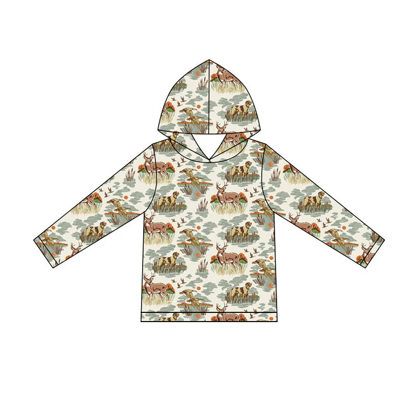 ( Moq 5 ) Preorder Baby Boys Kids Long Sleeves Deer Ducks Dogs Hoodie Shirt Hunting Clothes