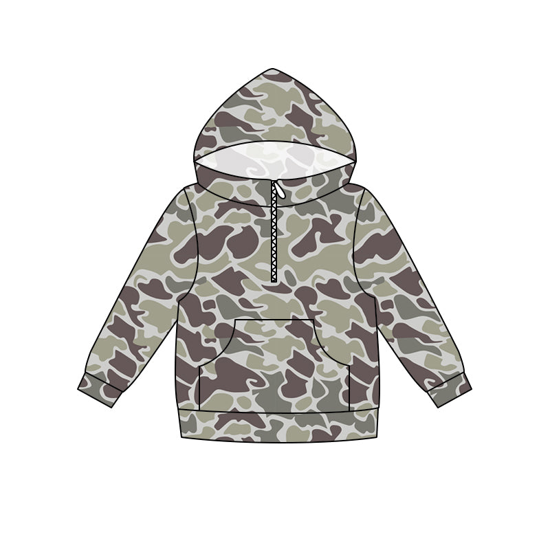 ( Moq 5 ) Preorder Baby Boys Kids Camo Long Sleeves Pocket Hoodie Zipper Shirt Tops