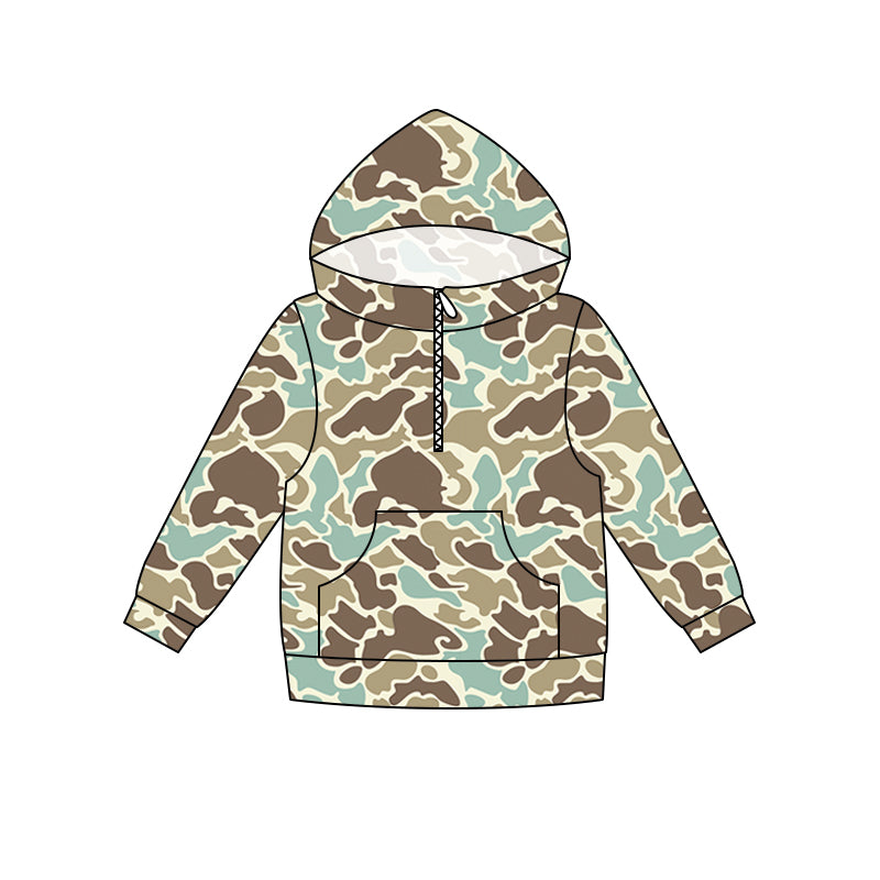 ( Moq 5 ) Preorder Baby Boys Kids Long Sleeves Camo Pocket Hoodie Zipper Shirt Tops