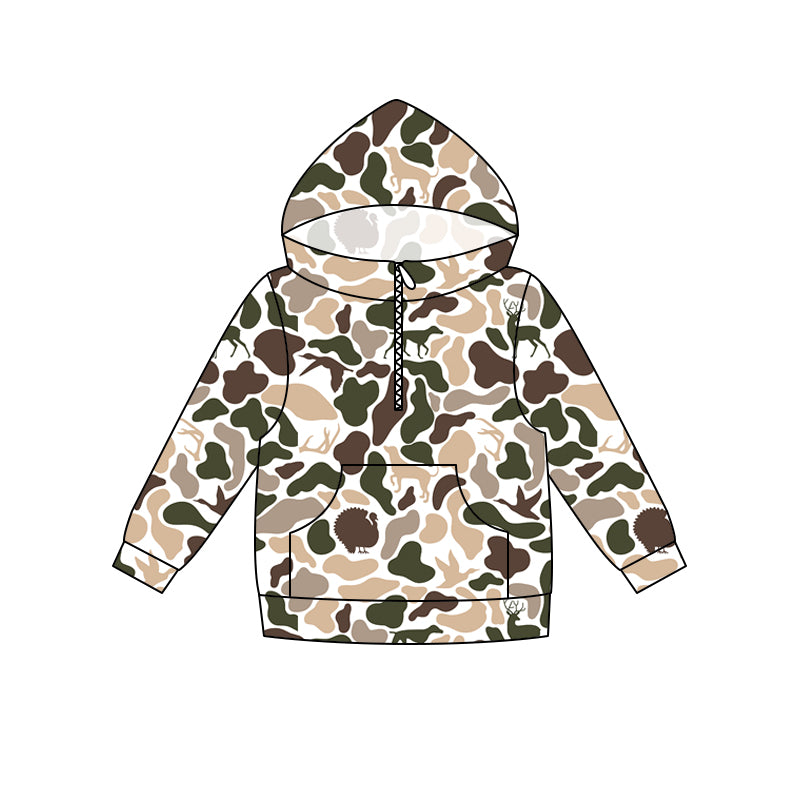 ( Moq 5 ) Preorder Baby Boys Kids Dogs Deer Ducks Camo Pocket Hoodie Zipper Shirt Tops
