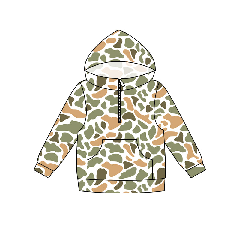 ( Moq 5 ) Preorder Baby Boys Kids Long Sleeves Pocket Camo Hoodie Zipper Shirt Tops