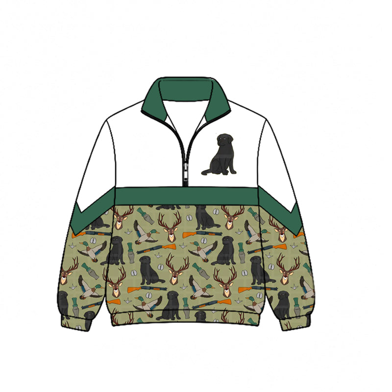 ( Moq 5 ) Preorder Baby Boys Kids Long Sleeves Dogs Ducks Deer Hunting Zipper Pullover Shirt