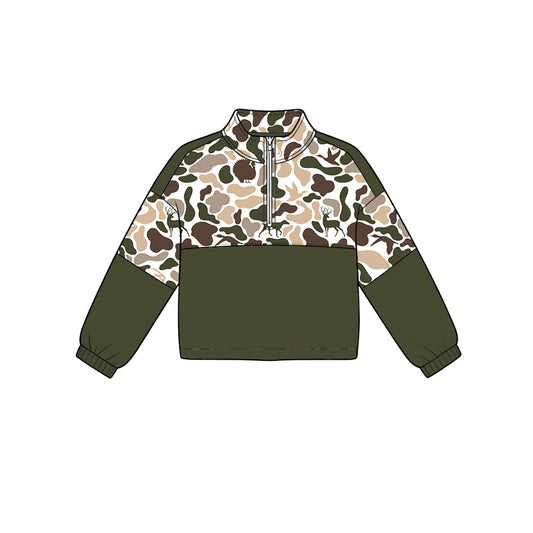 ( Moq 5 ) Preorder Baby Boys Kids Ducks Deer Dogs Camo Zipper Pullover Shirt Hunting Tops