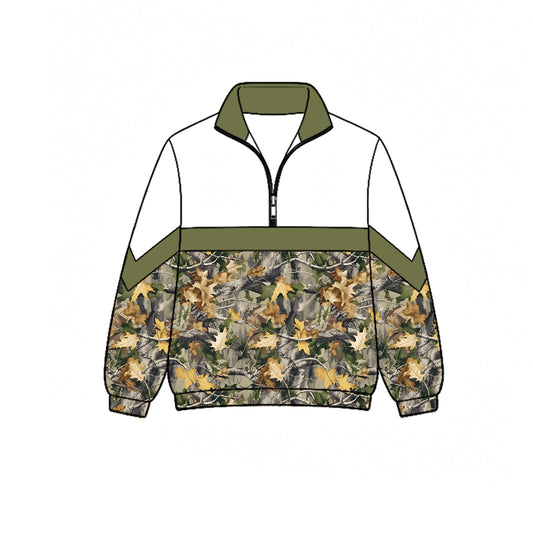 ( Moq 5 ) Preorder Baby Boys Kids Long Sleeves Leaves Zipper Pullover Shirt Green Tops