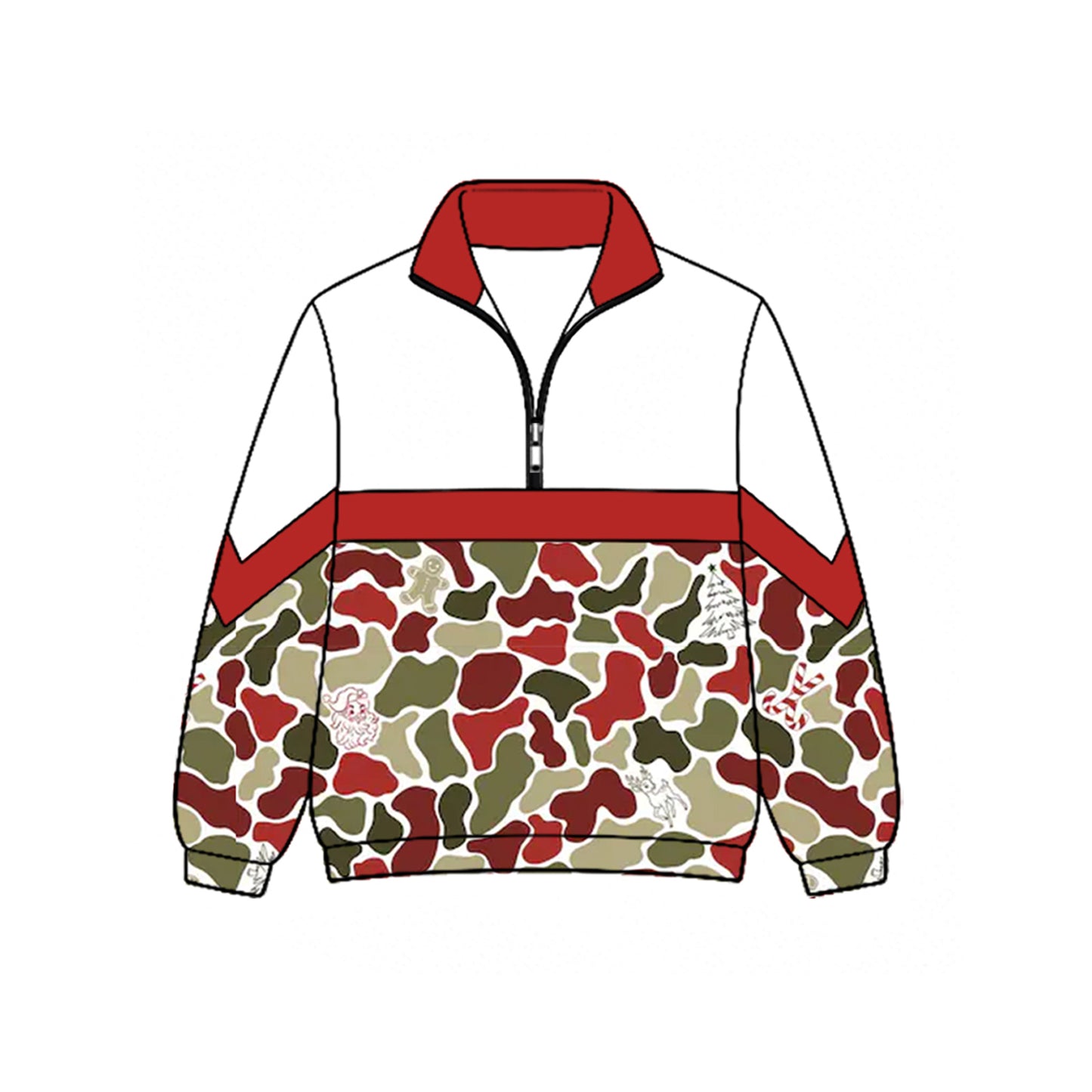 ( Moq 5 ) Preorder Baby Boys Kids Long Sleeves Christmas Camo Zipper Pullover Shirt Tops