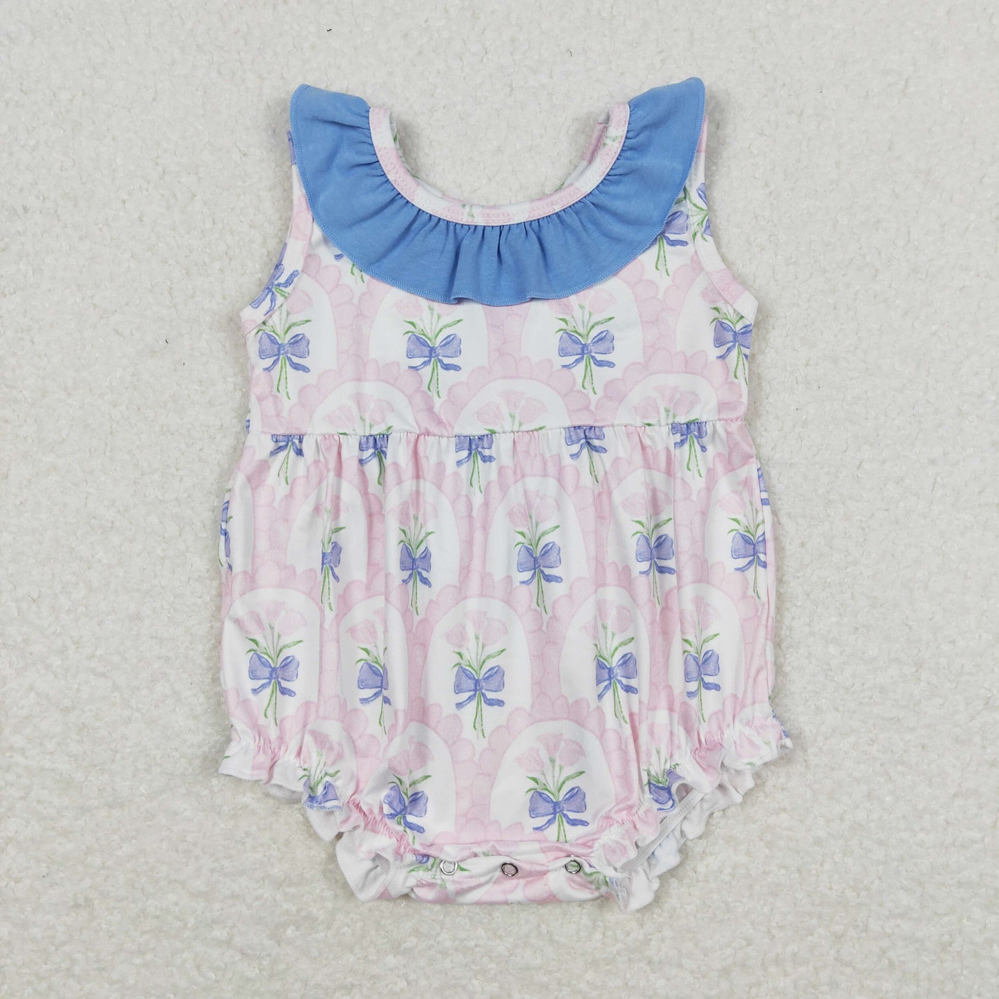 Baby Girl Sleeveless Floral Bubble One Piece Romper