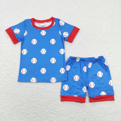 BSSO0503 Baby Boy Boy Short Sleeves Baseball Shirt Shorts Pajamas Set