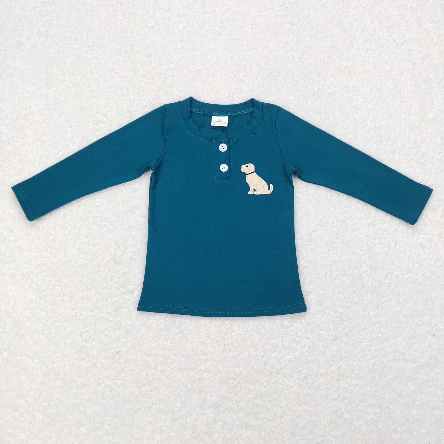 GT0354 Baby Boy Long Sleeves Embroidery Dog Shirt