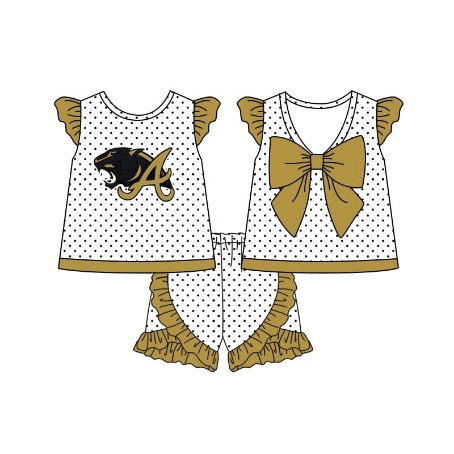 baby girl short sleeves dots bow tops shorts team set