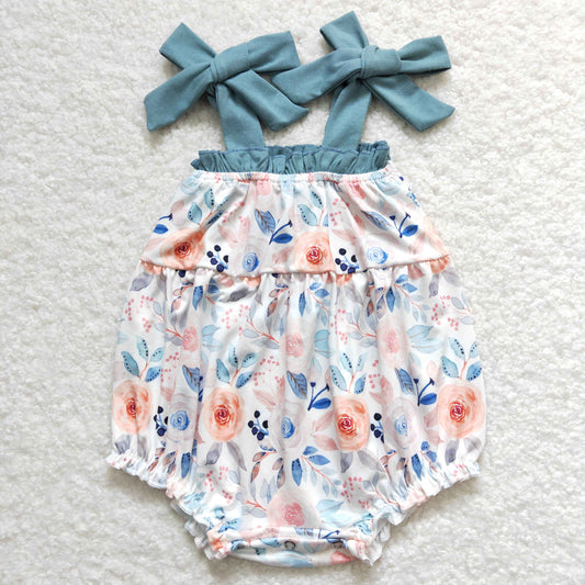 SR0907 Baby Girl Sleeveless Floral Summer One Piece Romper