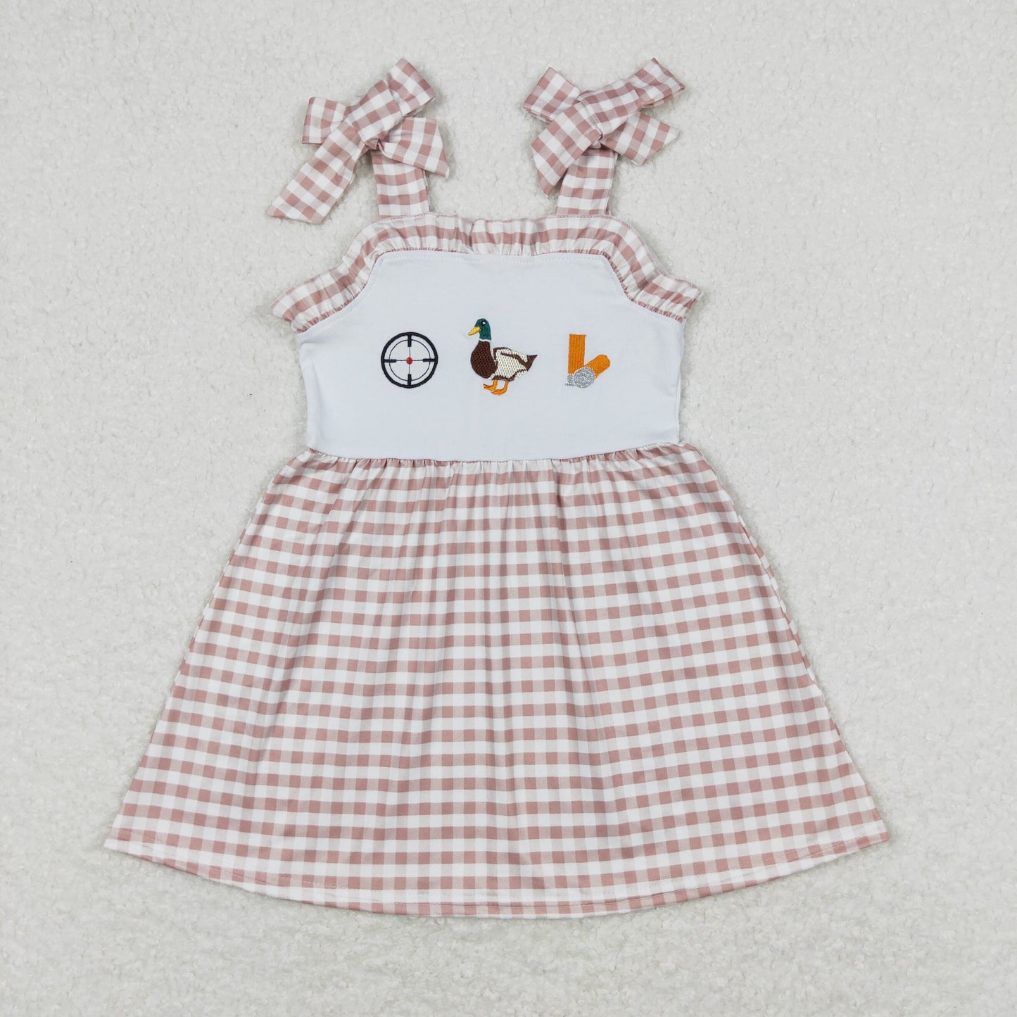 Baby Girl Sleeveless Embroidery Duck Plaid Summer Dress