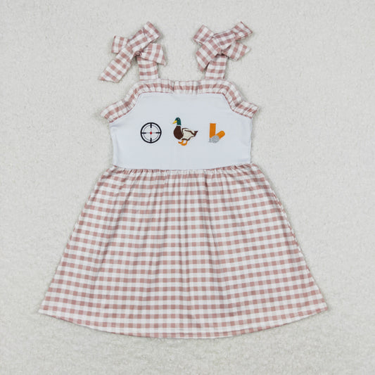 Baby Girl Sleeveless Embroidery Duck Plaid Summer Dress