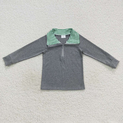 Baby Boy Long Sleeves Sibling Brother Pullover Grey Cotton Tee Shirt