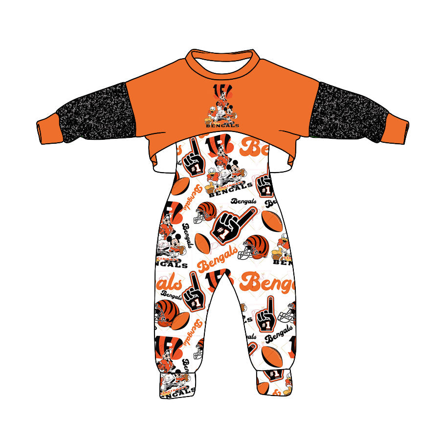 Baby Girl Football Cartoon Team Jumpsuit Set