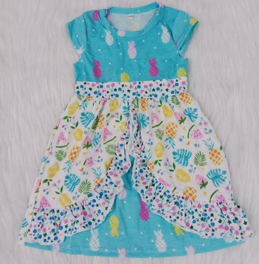 Promotion Baby Girl Summer Short Sleeves Blue Dress