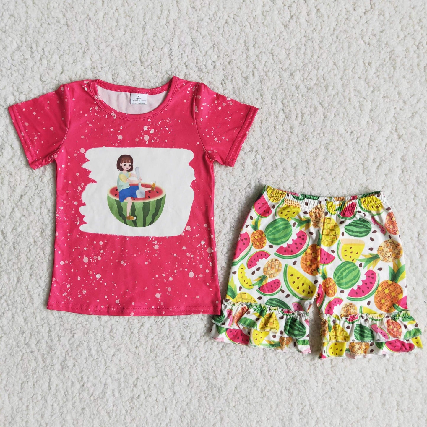 Promotion C0-2 Baby Girl Summer Watermelon Ruffle Shorts Outfit