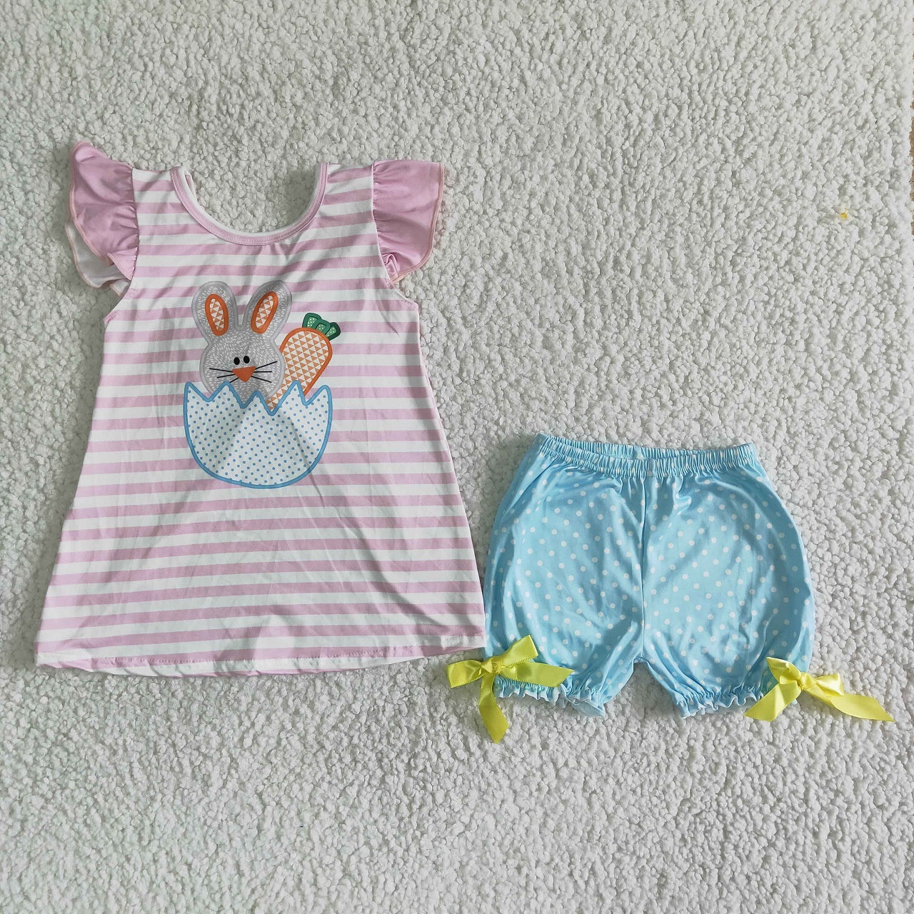 Promotion E11-3 Baby Girl Rabbit Carrot Ruffle Stripes Romper