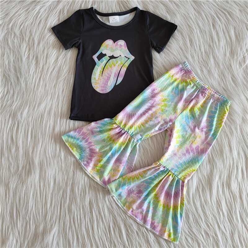 Promotion C1-14 Baby Girl Bell Pants Tie Dye Outfit