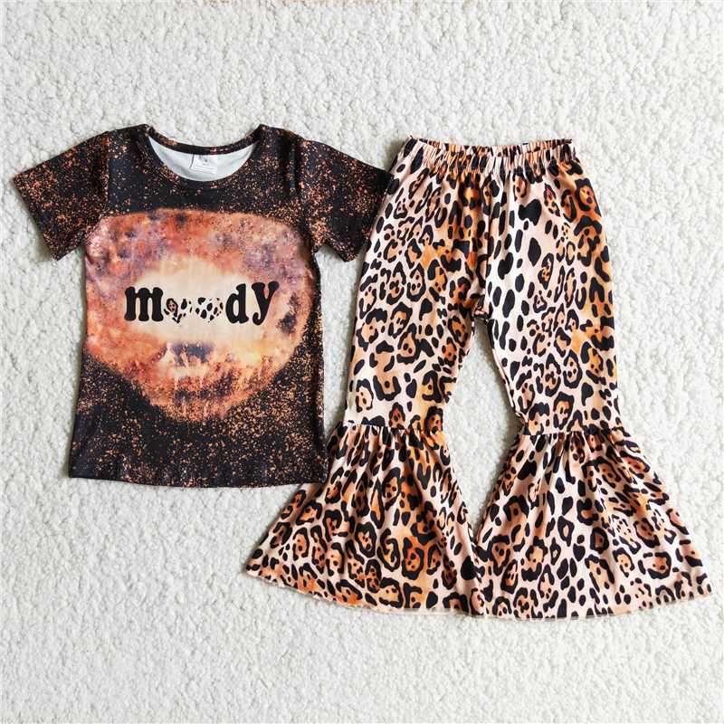 Promotion Baby Girl Moody Shirt Bell Pants Western Outfit