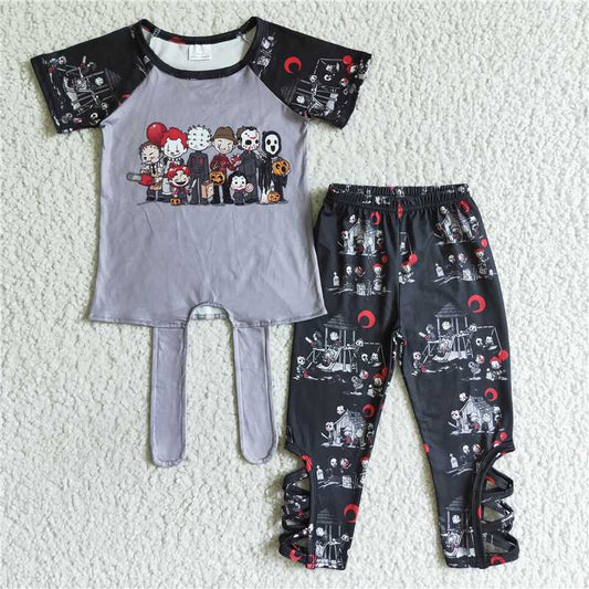 Promotion C1-3 Halloween Baby Girl Short Sleeves Shirt Pants Outfit