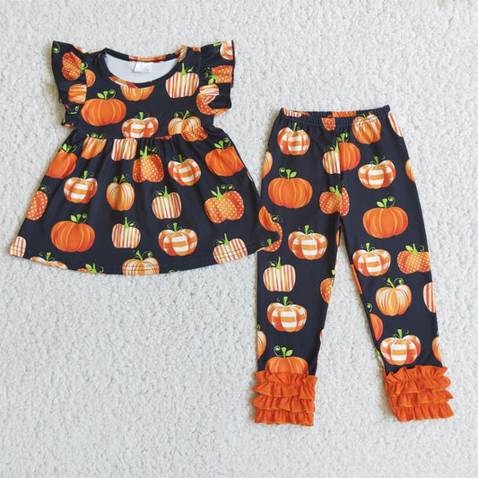 Promotion C10-21 Pumpkin Baby Girl Fall Set