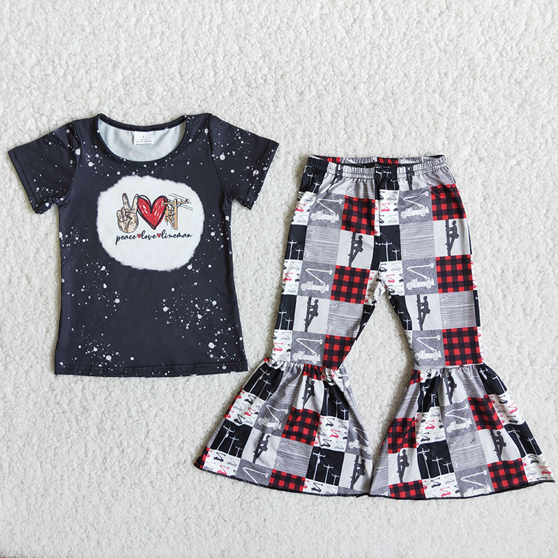 Promotion Baby Girl Line Worker Bell Pants Set