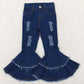 Sibling Baby Girls Bell Bottom Denim Pants Blue Jeans Clothes RTS