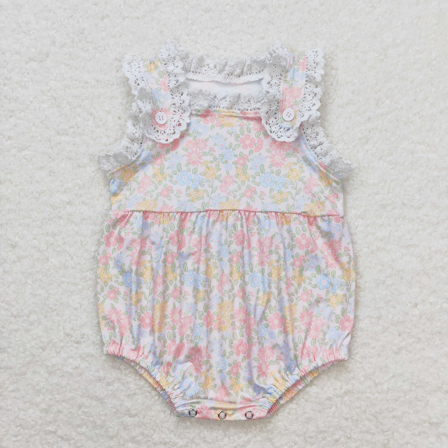 Baby Girl Sleeveless Floral Bubble One Piece Romper