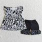 Promotion Baby Boy Short Sleeves Shirt Cartoon Pocket Black Shorts Outfit
