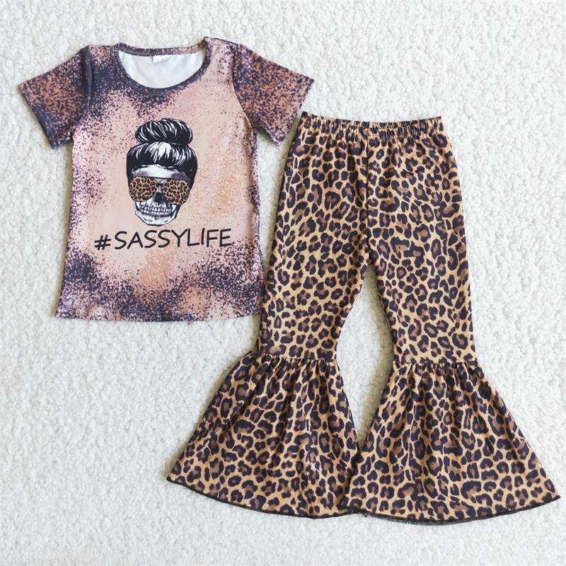 Promotion Baby Girl Sassylife Leopard Bell Pants Outfit