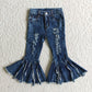 Sibling Baby Girls Bell Bottom Denim Pants Blue Jeans Clothes RTS