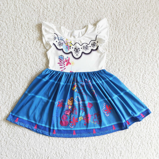 Promotion C4-30 Baby Girl Short Sleeves Cartoon Twirl Dress